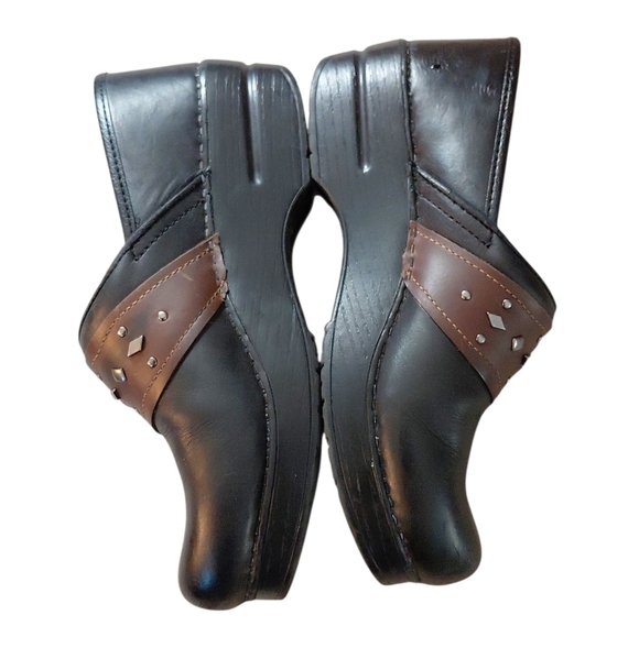 Dansko Pavan Black And Brown Leather Clog Size 7.5-8 Comfort Shoe - Picture 7 of 12